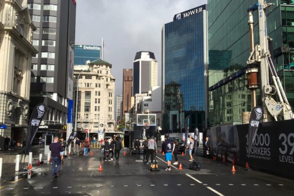 Just a little morning 3-on-3 in downtown Auckland