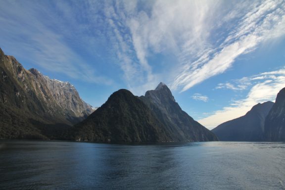 It rains over 200 days per year in Milford Sound, but not today